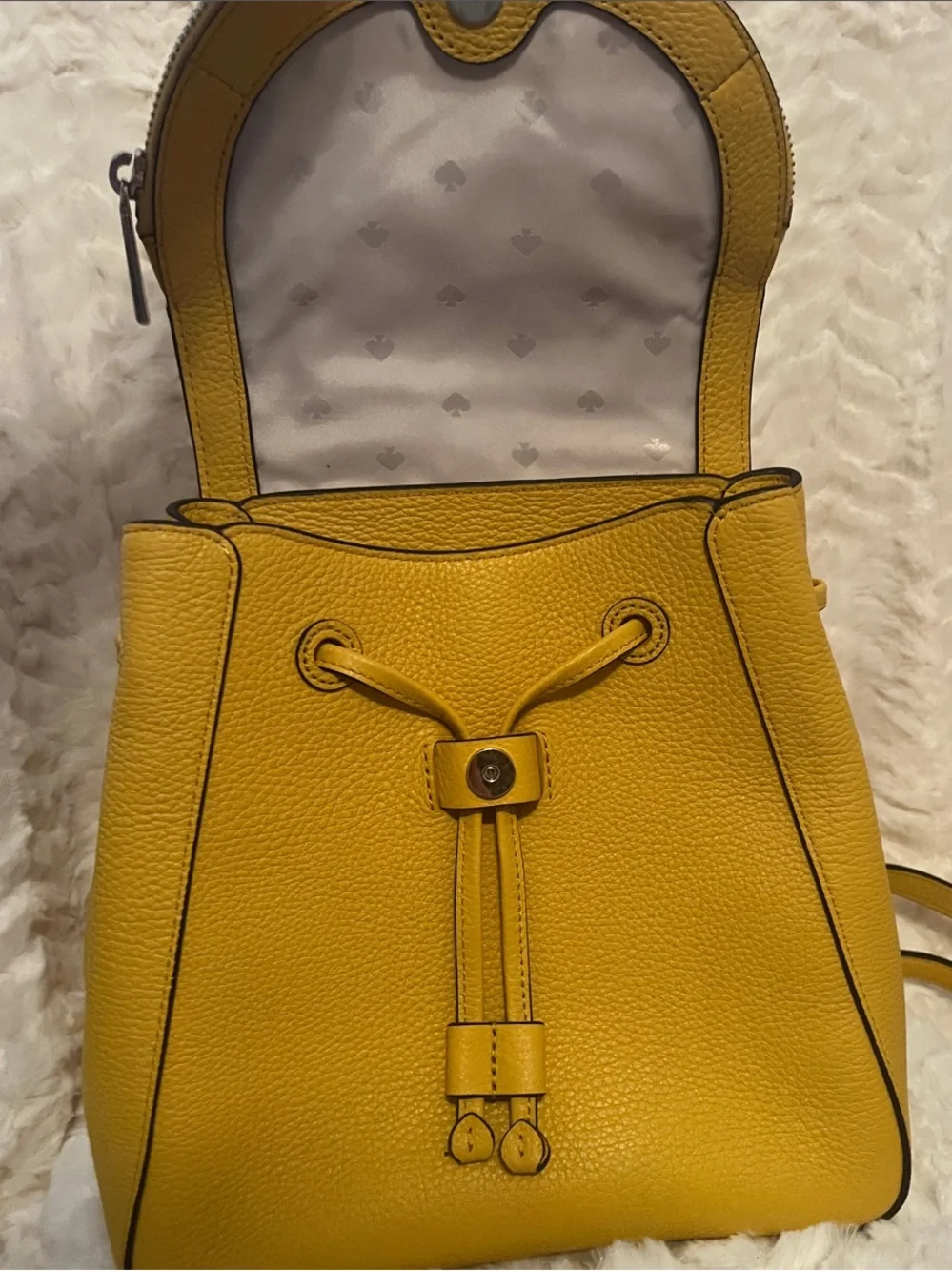 Kate Spade ♠️ Mustard Yellow Pebbled Leather Backpack